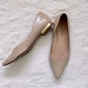 Town Shoes Leather Pointed Toe Flats 6 - Nude